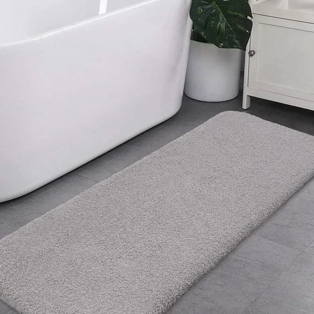 Tapis de bain antidérapant sécurisé gris clair extra long 50x178 cm