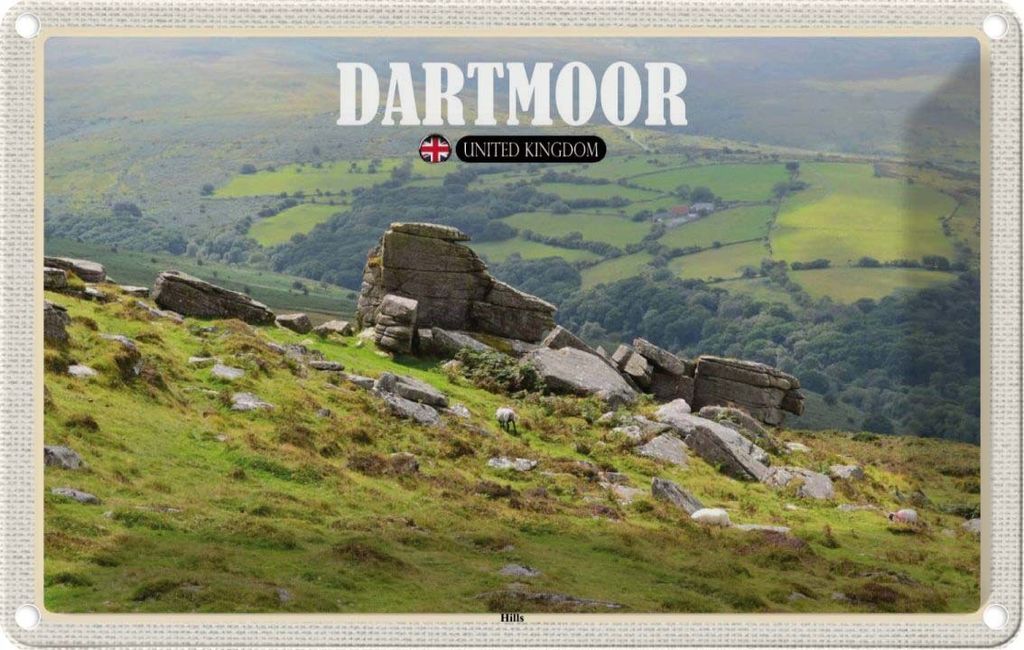 vianmo Blechschild 12x18 cm Dartmoor Hills UK England Bildmotiv Reisemotiv Abenteuer Reisen