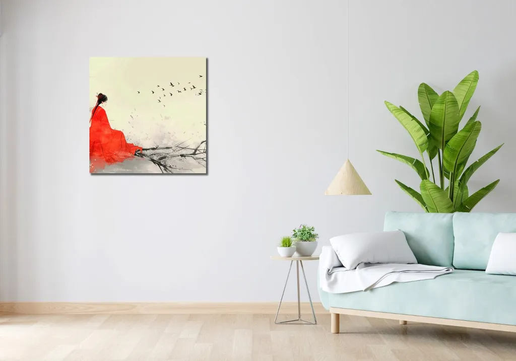 Quadro 70x70 cm Diva su un ramo - 2