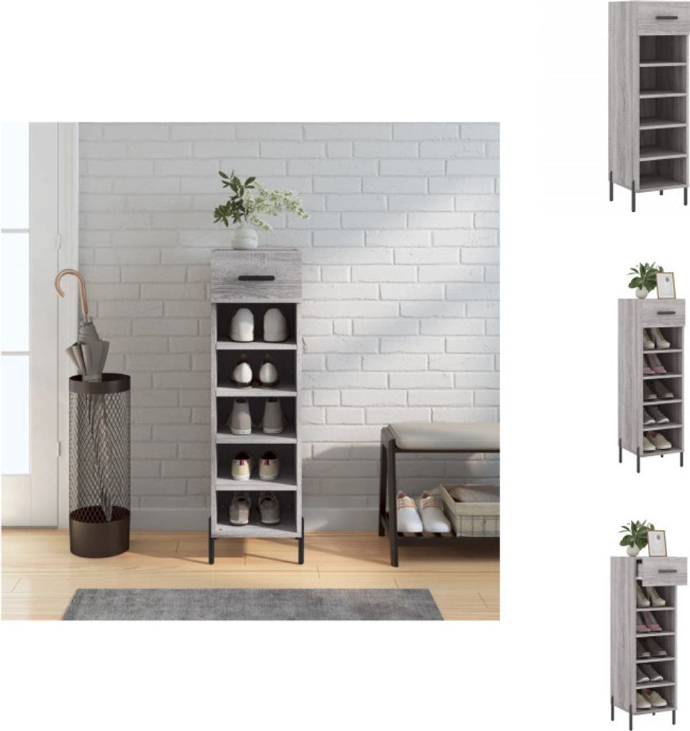 vidaXL Schuhschrank Grau Sonoma 30x35x105 cm Holzwerkstoff - Schränke