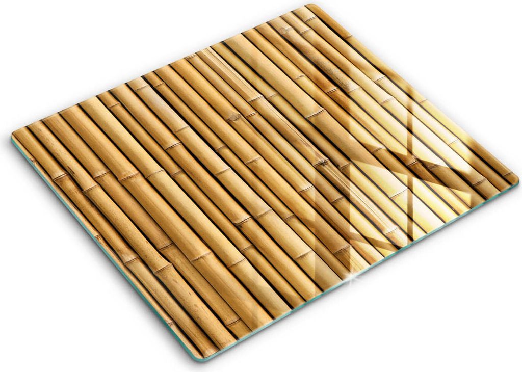 Abdeckung Glas - Küchenabdeckung - 60x52 cm - Abdeckplatte -Natur-Boho-Bambus