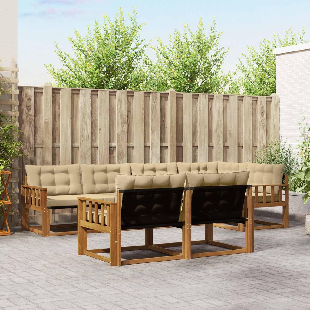 "SALE 2026"Outdoor-Sofagarnitur - CLORIS - Balkonmöbe/Sitzgruppe - mit Kissen 7 pcs - Moderne Design - Natur und Beige - Gartensofas NeuMöbel302636