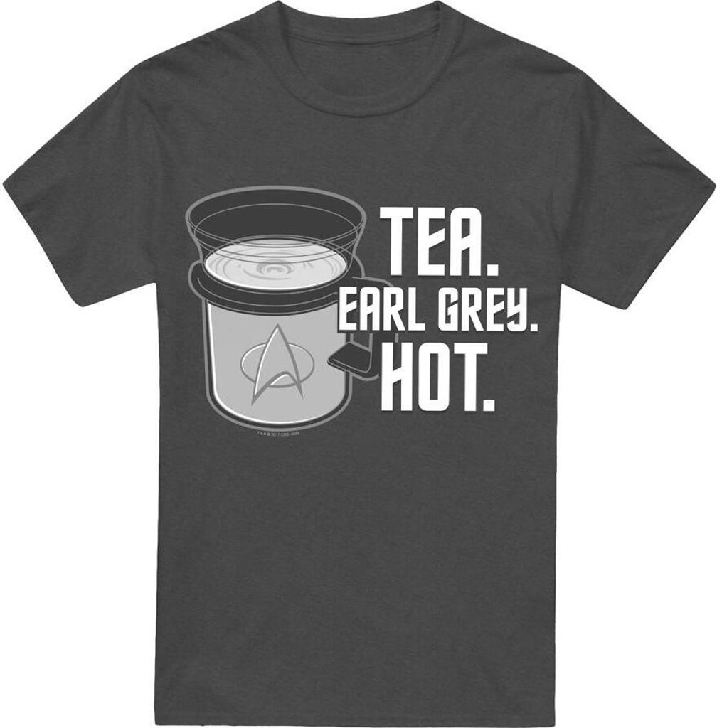 Star Trek - "Earl Grey" T-Shirt für Herren/Damen Uni TV17691 (S) (Holzkohle)