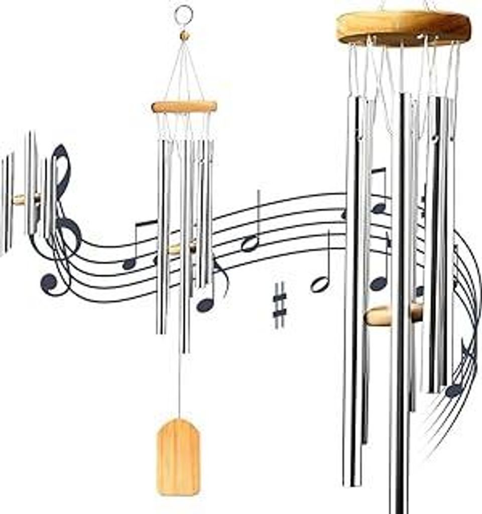 nuosen Windspiel mit Musik-Glocken, Kunsthandwerk, mit Holzpendel – für den Außenbereich