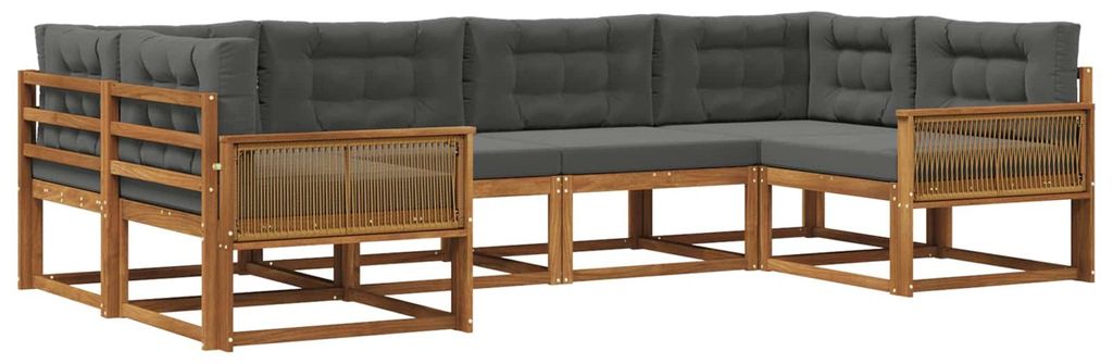 vidaXL Outdoor-Sofagarnitur mit Kissen 6 pcs Natur und Anthrazit
