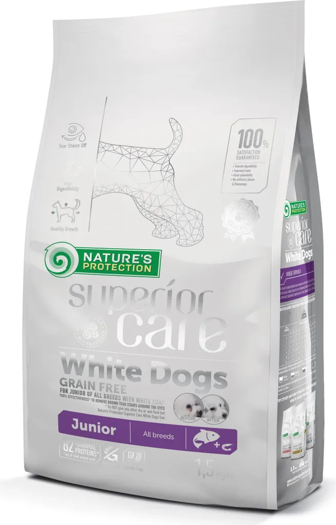 Nature's Protection White Dog Salmone 1,5kg | Crocchette Anti-Macchia
