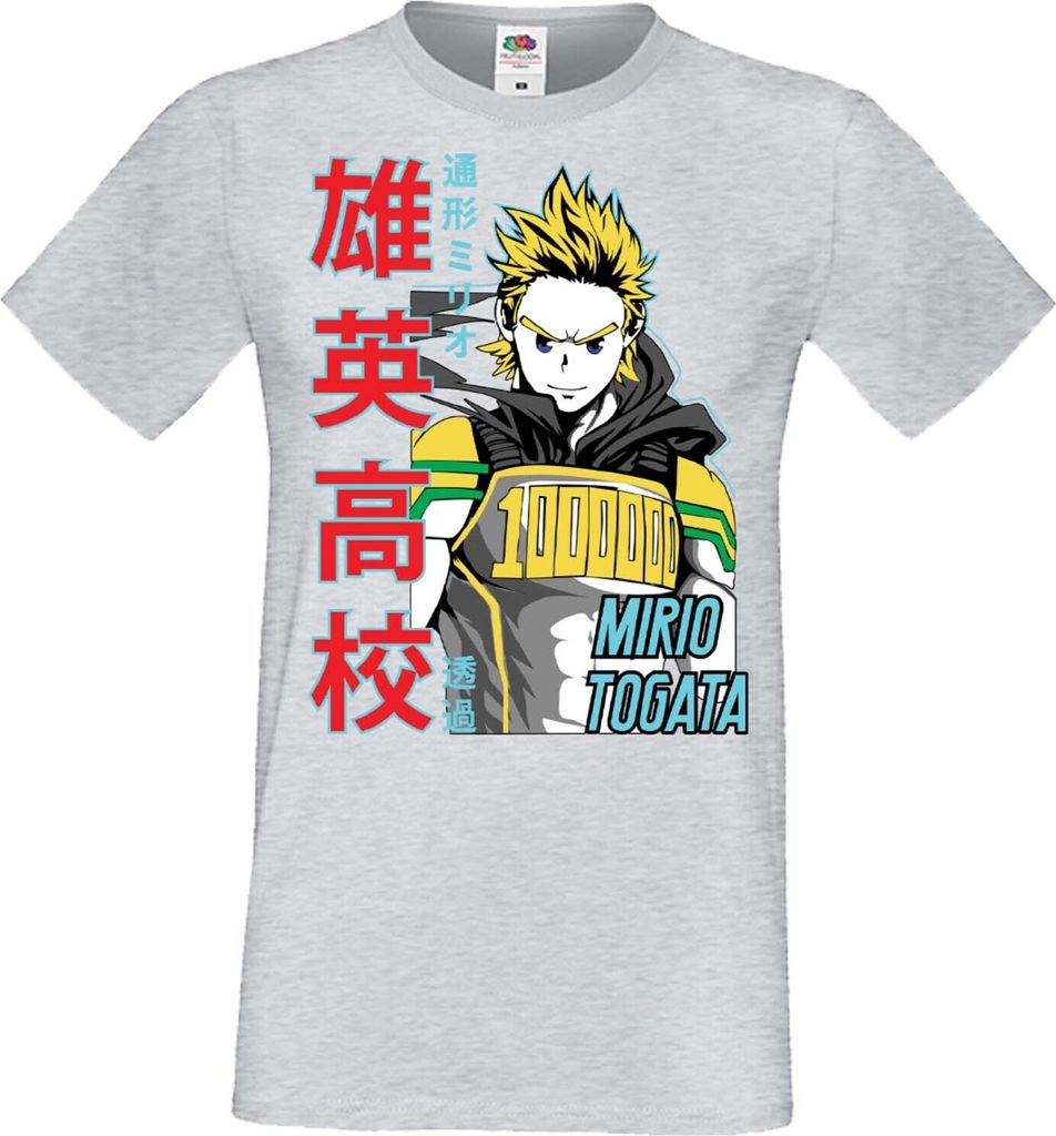 Herren T-Shirt Manga Anime My Hero Anime Academia Mirio Togata 02 My Hero Togata, Man XL / Grau