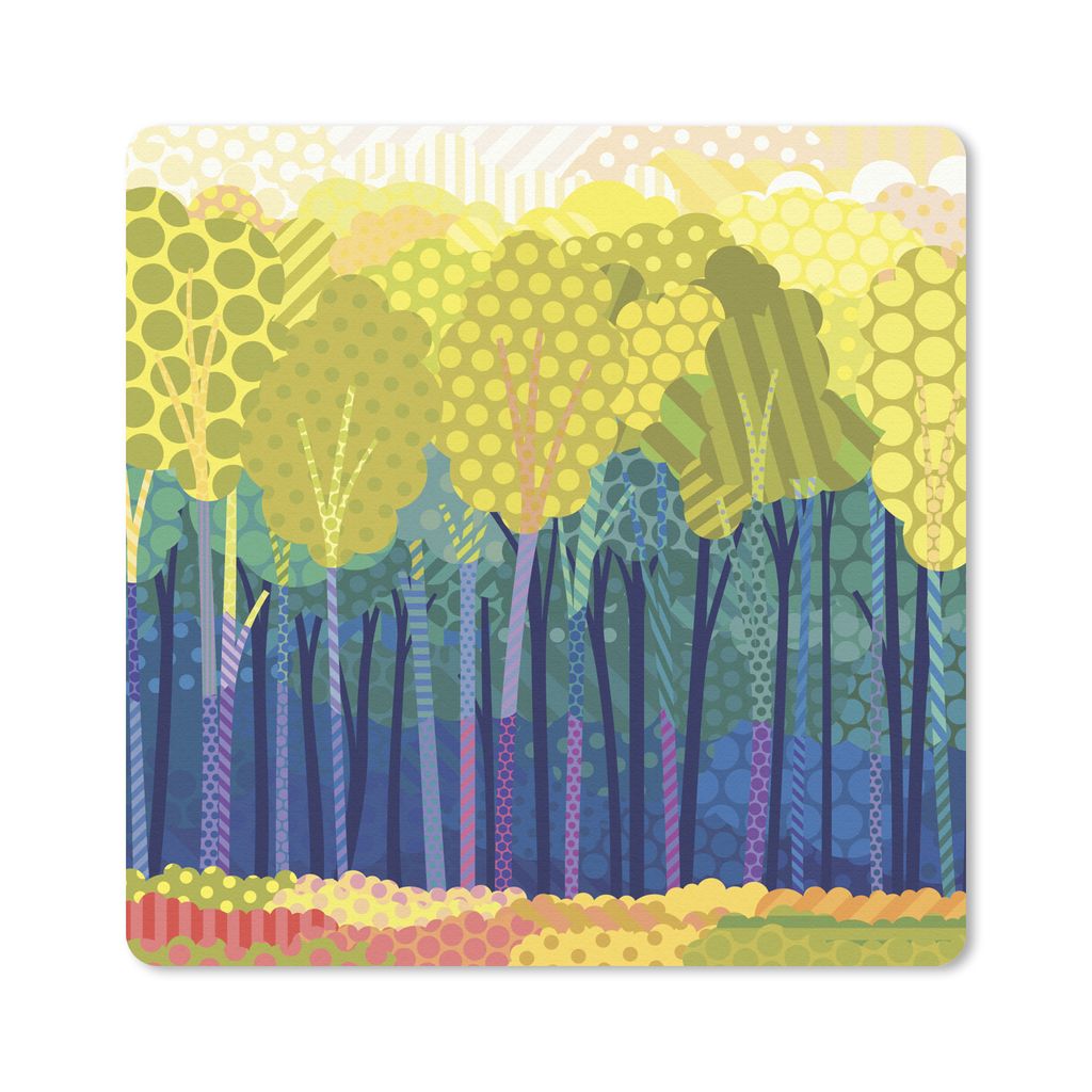 MuchoWow Mauspad Mousepad Eine Illustration von grünen Bäumen in einem Wald 30x30 cm - Mousepads - Maus Mat - Pad - Mausunterlage - Gaming