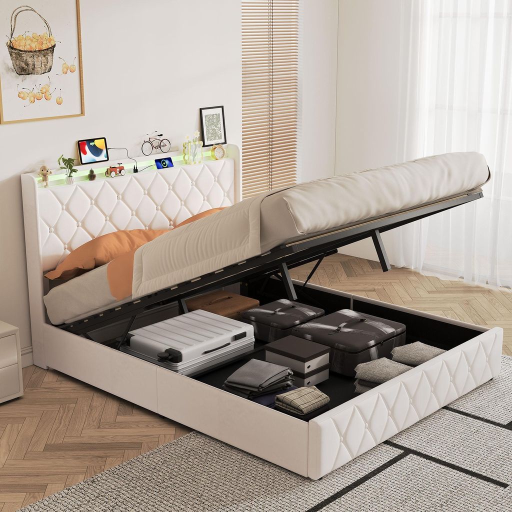 Postel s čalúneným rámom 160x200 cm s úložným priestorom, Obrázok produktu 