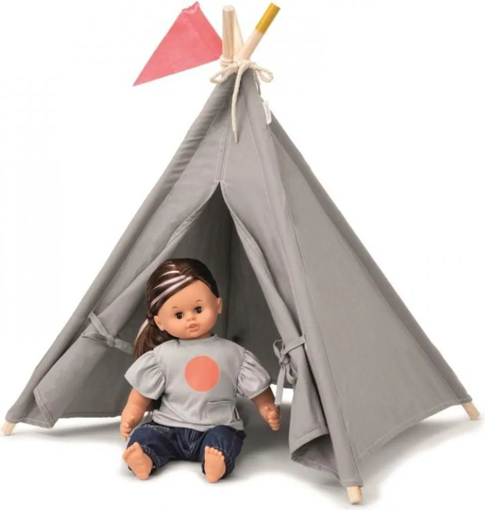 Skrallan Puppen Tipi Gris - Tente de Jeu Scandinave pour Poupées de 45cm