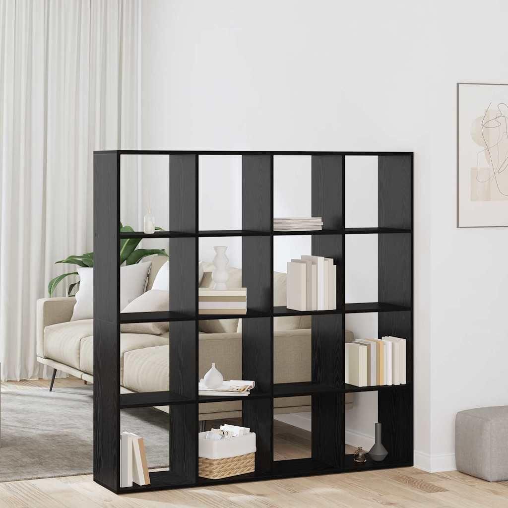 Möbel Bücherregal Schwarze Eiche 137,5 x 29 x 137,5 cm Holzwerkstoff - Bücherregale 3388357