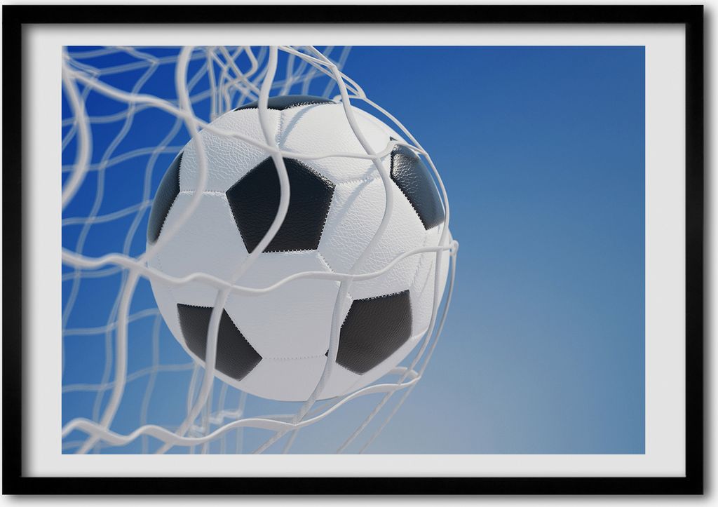 Bild - Bilderrahmen - 100 cm x 70 cm - MDF - Rahmen - Foto - Wandkunst Ball im Tor