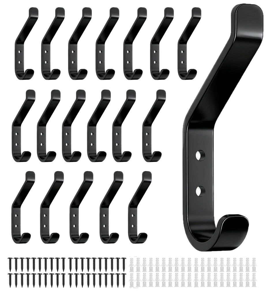 Set mit 20 Schraubhaken für Garderobe, Akustikpaneele, Schlafzimmer, Wohnzimmer und Badezimmer; Wandhaken für Kleiderschränke, Mäntel und Hüte...