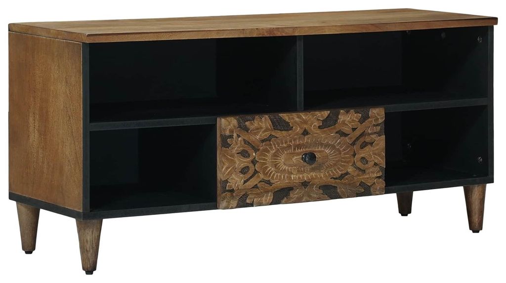 TV-Schränk mit Regal Braun 100 x 33,5 x 46 cm Massivholz Mango