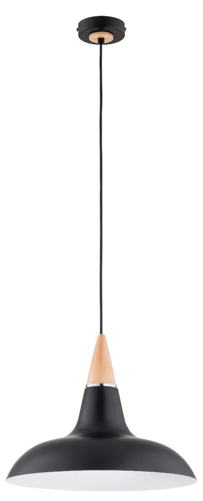 Suspension pour Table à Manger Design Scandinave Noir et Bois 1xE27