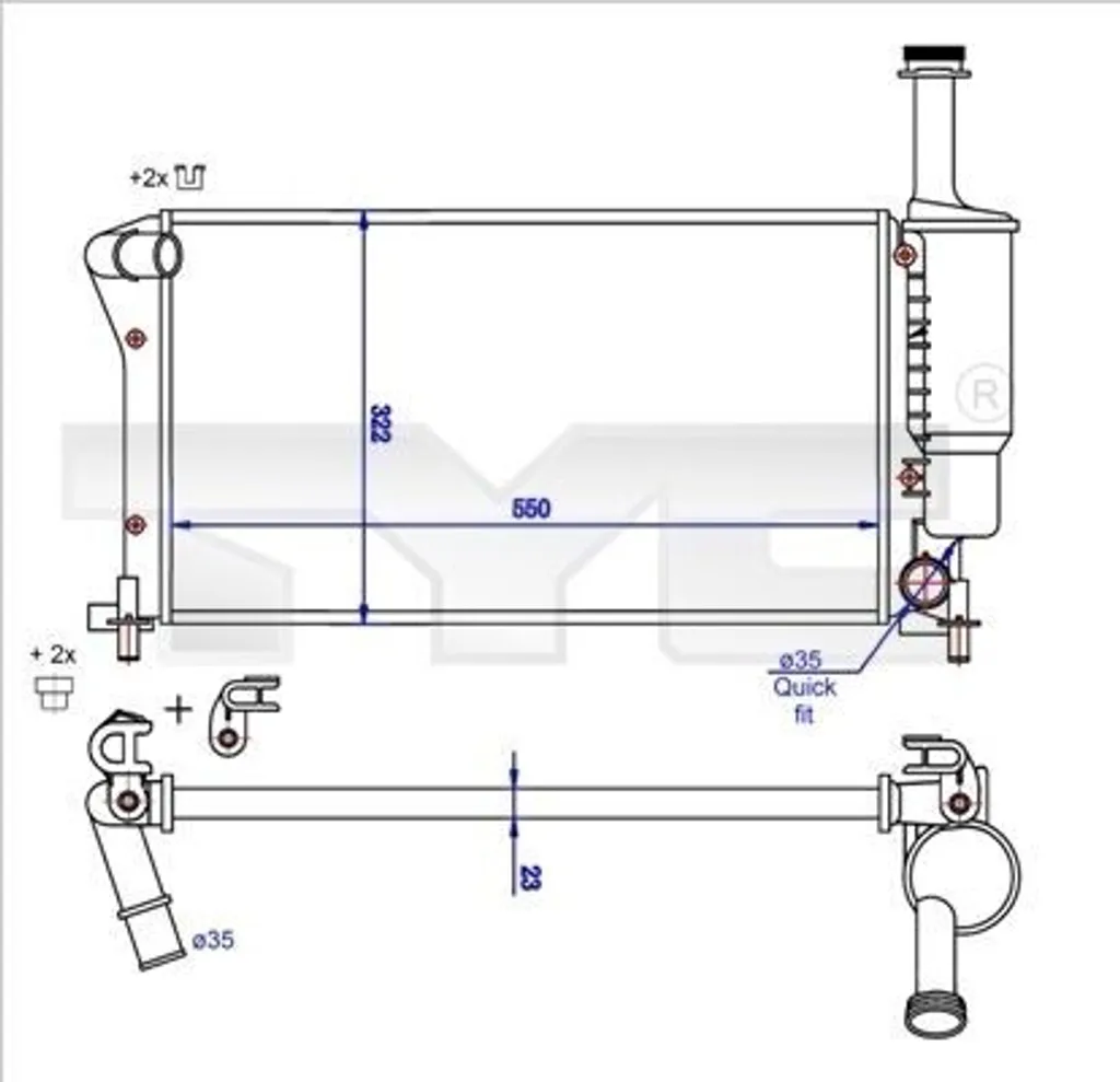 Pièce de rechange radiateur Panda - Réparer le refroidissement moteur