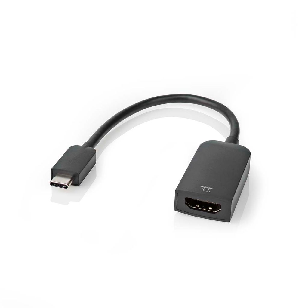Nedis USB-C Adapter - USB 3.2 Gen 1 - USB-C Stecker - HDMI Ausgang - 4K@60Hz - 0.20 m - Rund - Vernickelt - PVC - Schwarz - Box