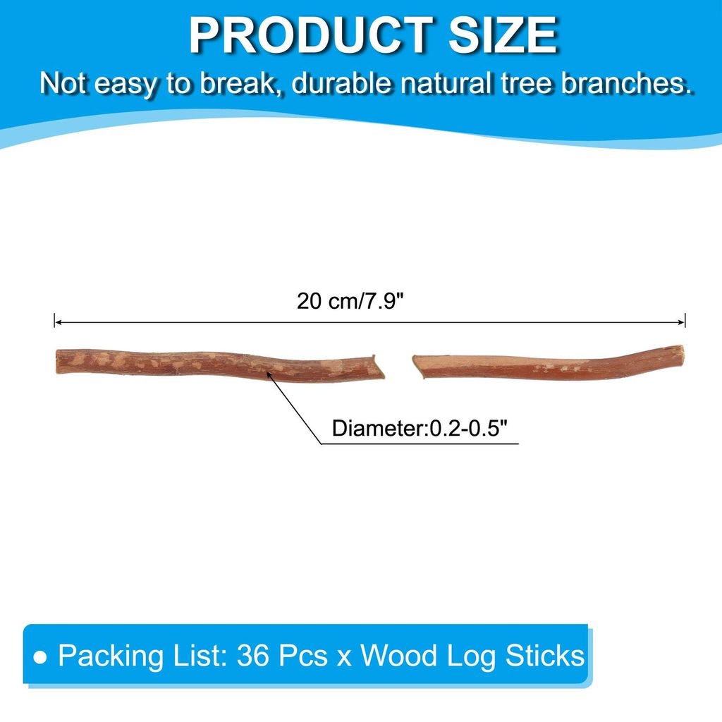 36 Stš¹ck 20cm Holzst?bchen zum Basteln, 0,2-0,5 Zoll Durchmesser Natš¹rliche fš¹r DIY Handwerk Zubeh?r Nachbildung Foto Requisiten, Braun