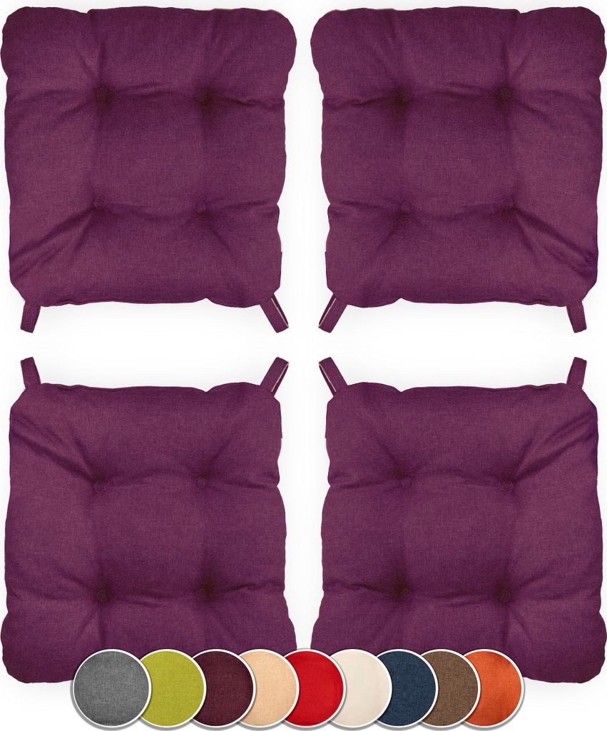 Sunnypillow 4er Set Stuhlkissen mit Klettverschluss Maße: Produktbild 