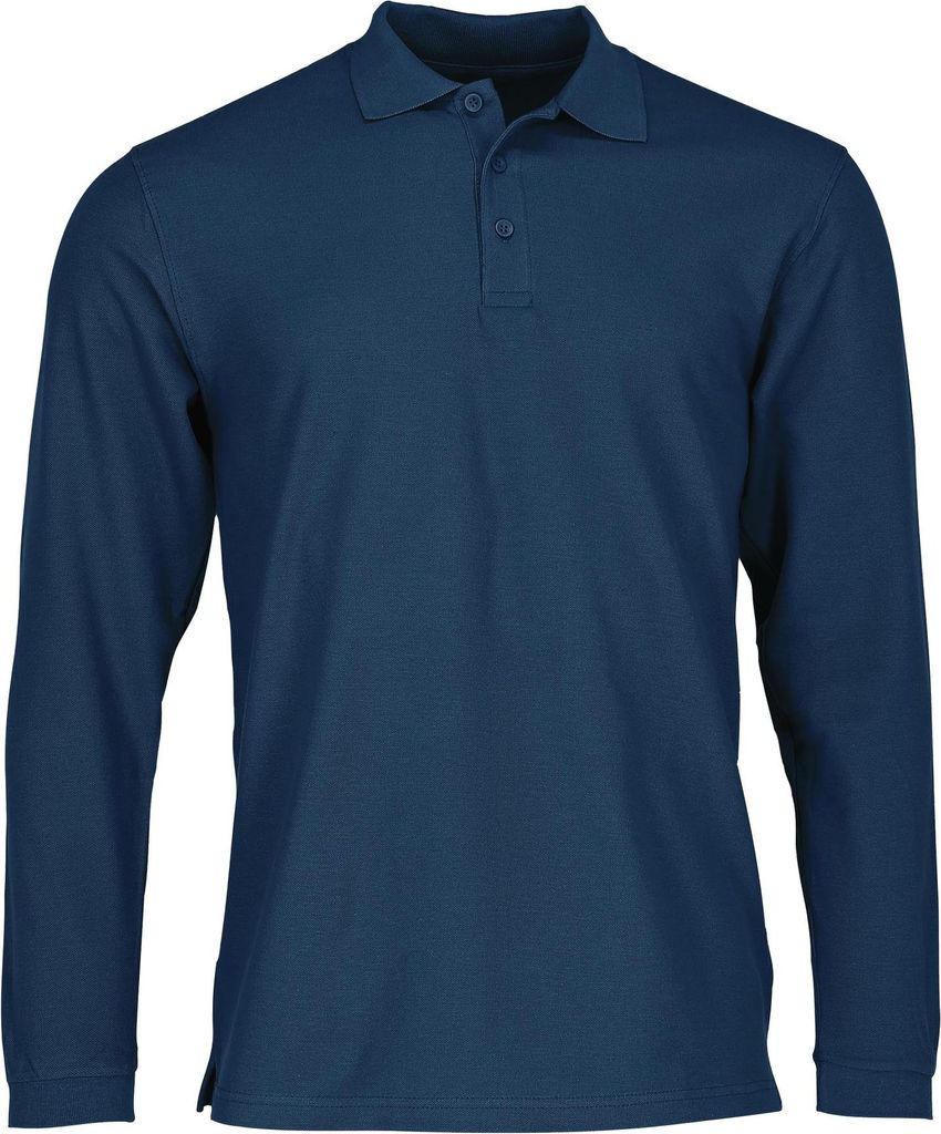 PREMIUM LONG SLEEVE POLO | Langarm Poloshirt mit Rippkragen, Herren & Damen. Dreiknopfleiste und Seitenschlitzen – Baumwolle, Perfekte Passform