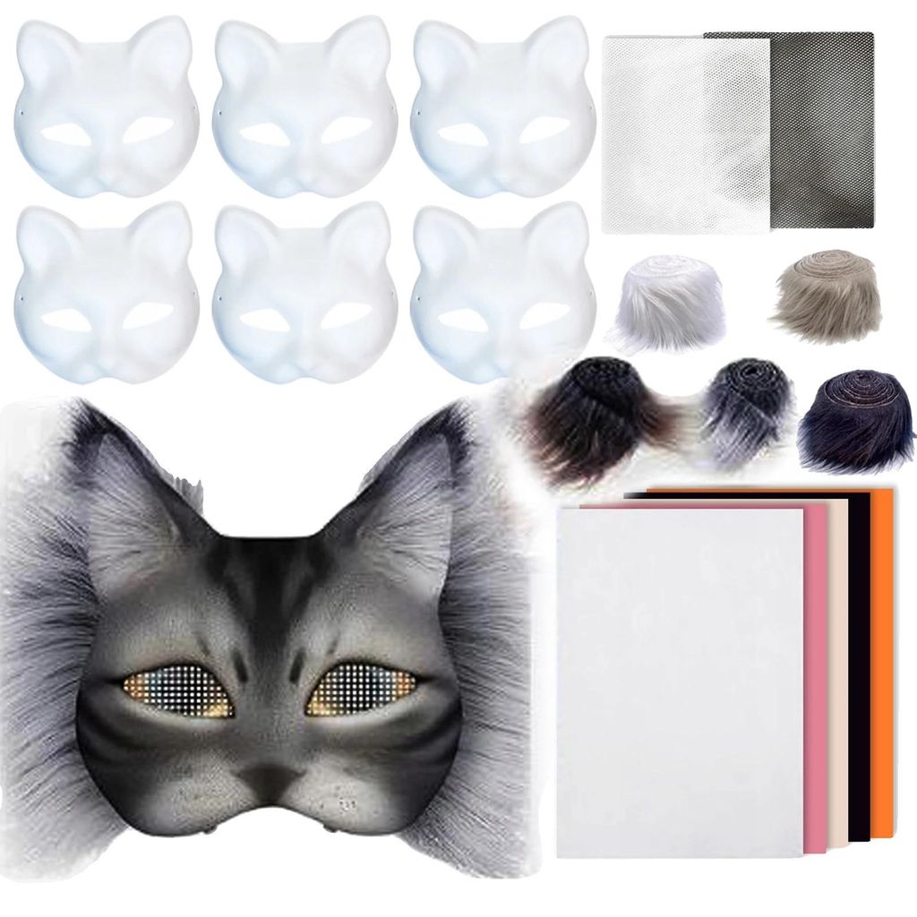Kočičí masky, DIY kreativní sada, přizpůsobitelné party Obrázek produktu 