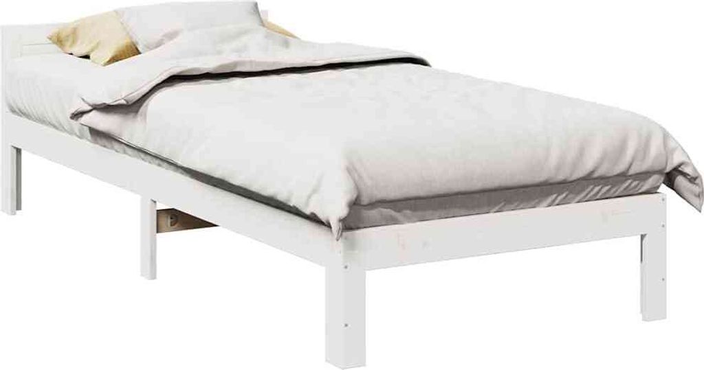 Best Möbel Bettgestell CLORIS - Massivholzbett ohne Matratze Weiß 90x200 cm Kiefernholz - Holzbett"2025"36933