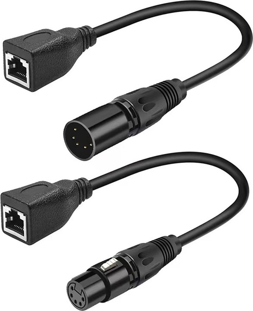 XLR 5-poliges RJ45-Adapterkabel šC XLR 5-poliger Stecker auf RJ45 + XLR 5-polige Buchse auf RJ45-Buchse, DMX-Ethernet-Adapter-Konverterkabel