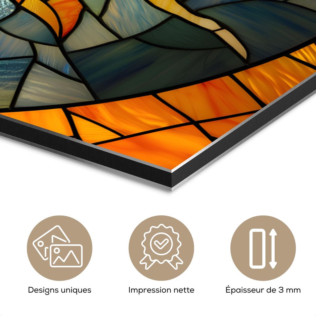 MuchoWow Wanddekoration Metall Metallbild Wandkunst 30x40 cm Mosaik - Sonne - Gelb - Kreis MuchoWow Aluminium Gemälde - Bilder