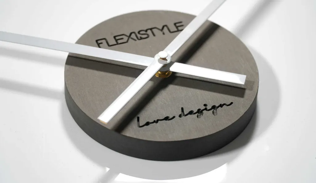 Grande Horloge Murale 3D à Coller Grise 75 cm DIY pour Salon Moderne