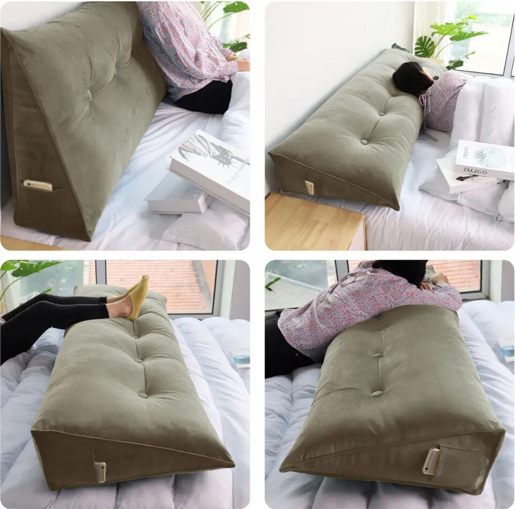 Cuscino Lettura Letto Matrimoniale Velluto | Supporto Lombare Ergonomico - 3