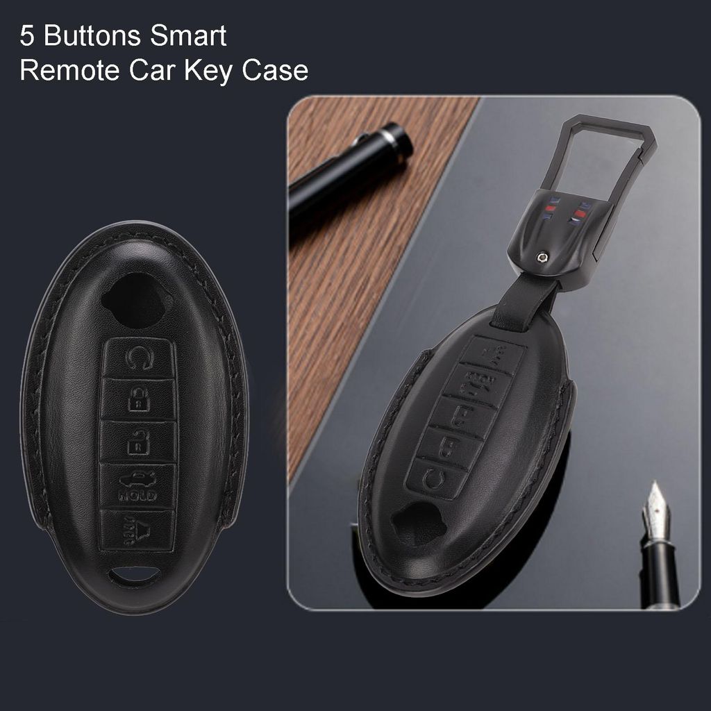 5 Tasten Smart Remote Autoschlüsseletui Leder Fob Cover Ersatz für INFINITI JX35 Q50 Q60 QX56 QX60 QX80