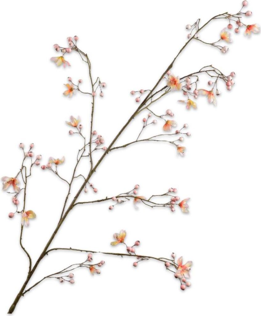 Silk-ka Kunstblume - Seidenblume Blütenzweig Pfirsich-Creme 125 cm