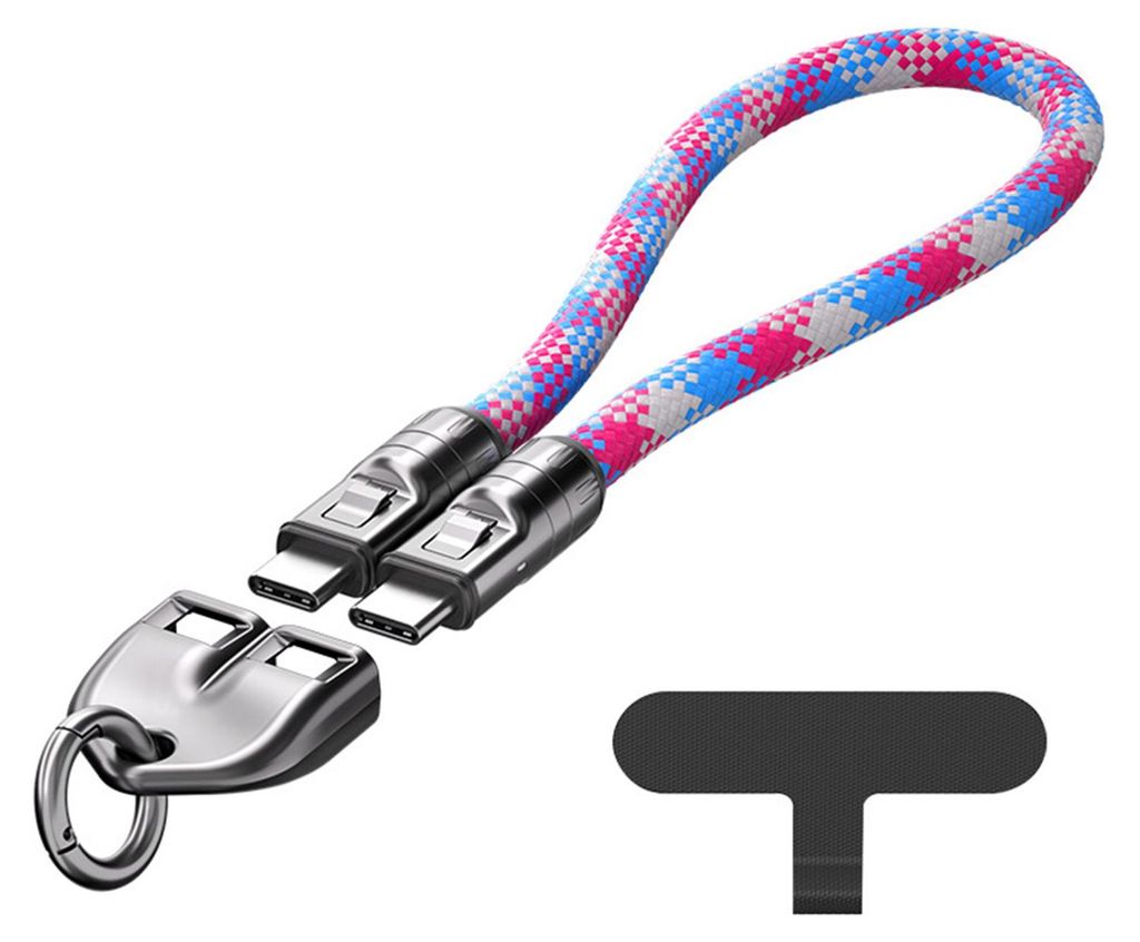 USB-C-zu-USB-C-Ladekabel, 240 W, 2-in-1-Handy-Lanyard, tragbares Armband, 5 A Schnellladekabel für Smartphones, Tablets und Laptops