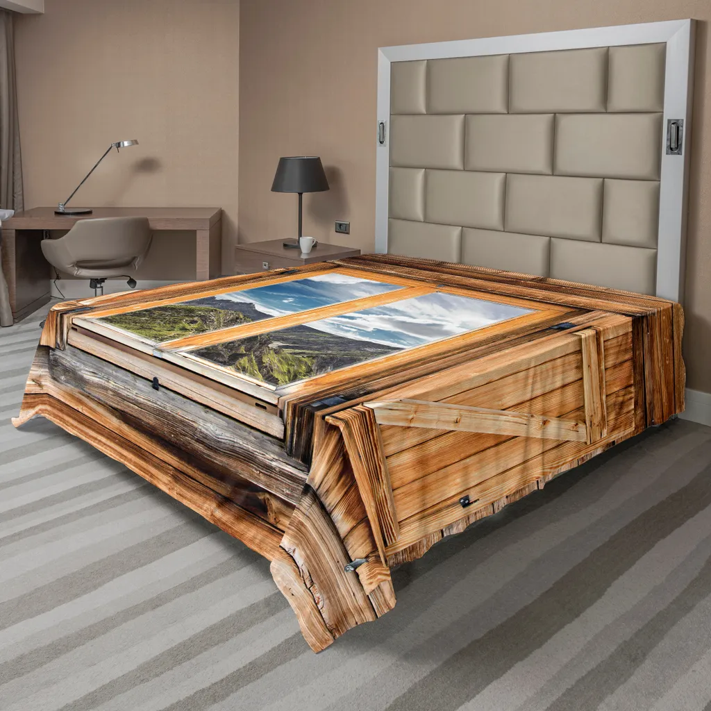 ABAKUHAUS Drap Plat Montagne 275x260 cm, Vue Nature et Ciel Multicolore