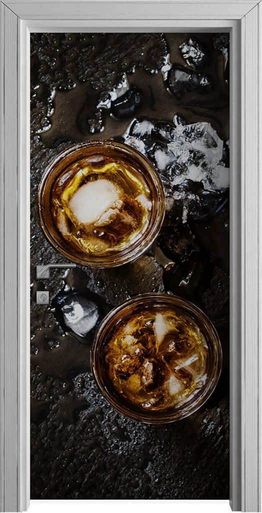 Tür Selbstklebende 90x210 cm Türfolie Türtapete Klebefolie - Whisky Glas