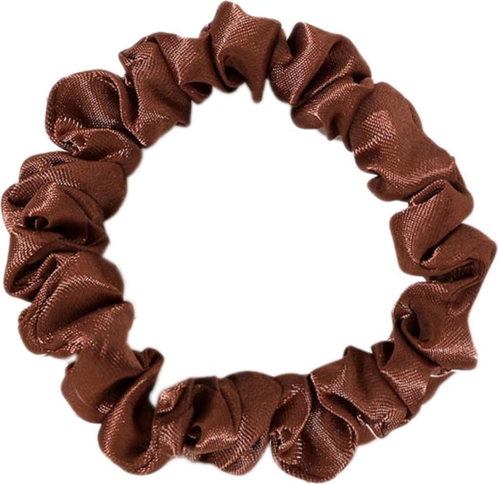 Faltiges Satin-Haargummi – Minimalistisch Braun