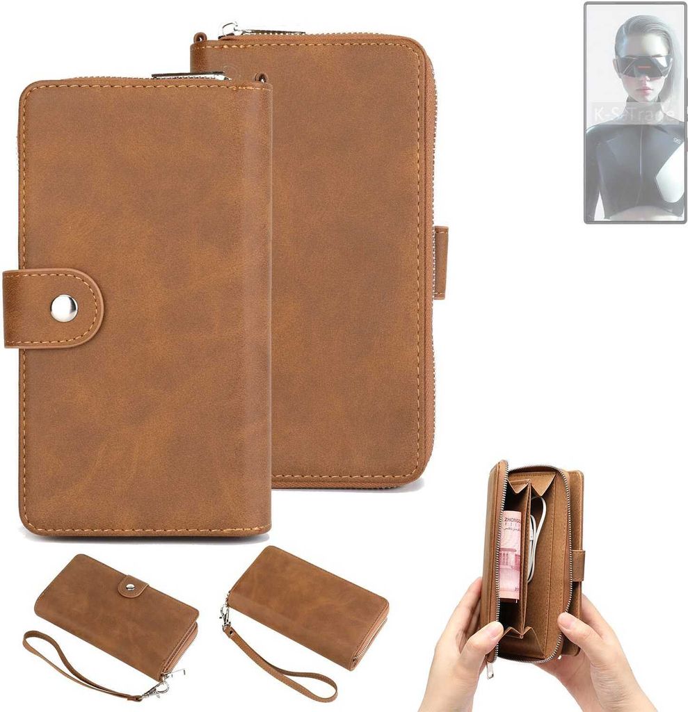 K-S-Trade Handyhülle Schutzhülle kompatibel mit Nubia Red Magic 9S Pro+ & Portemonnee Tasche Handytasche Case Etui Geldbörse Wallet braun (1x)