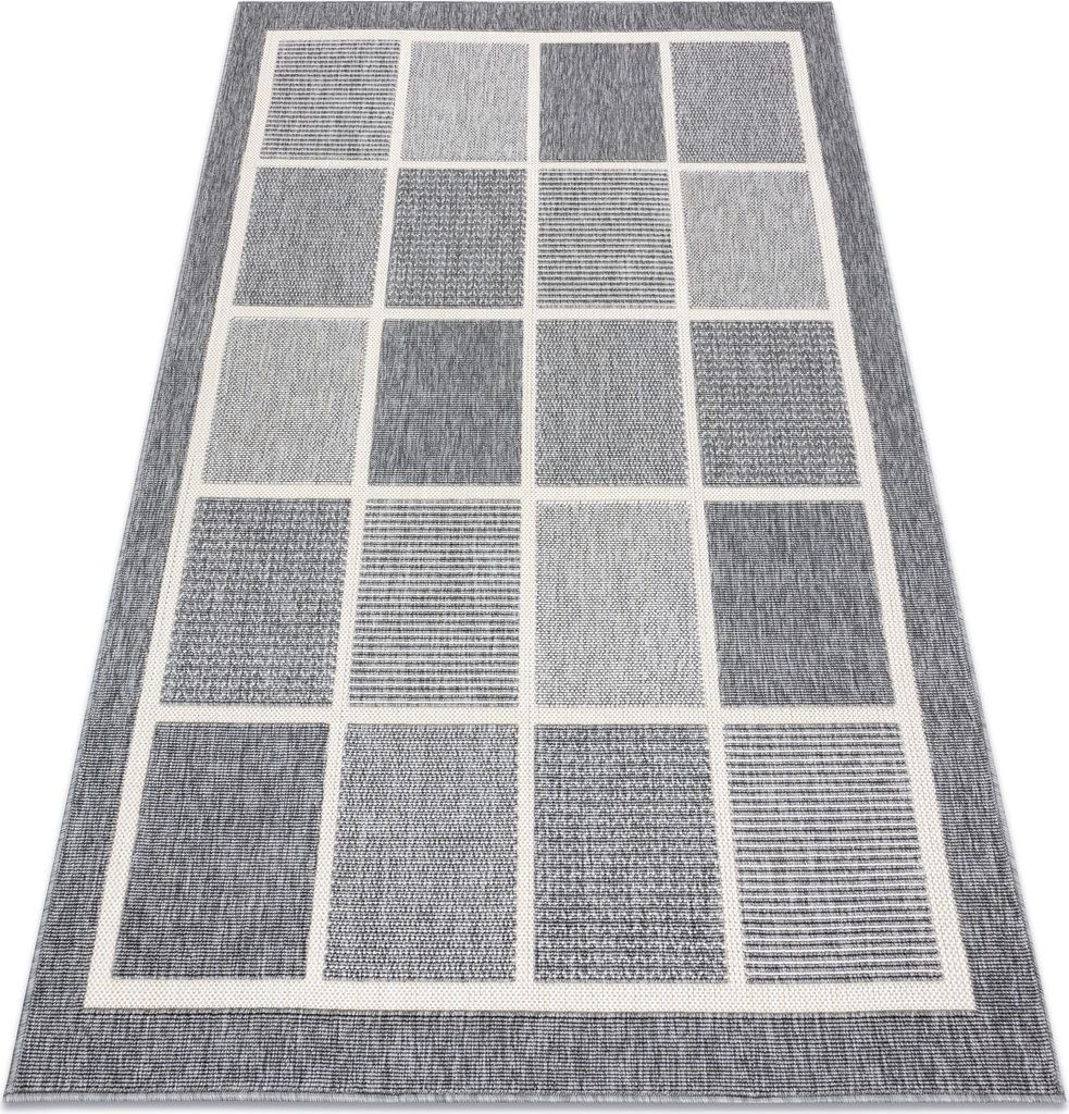 Teppich SPRING 20426332 Quadrate, Rahmen geschlungen - grau Grau 80x150 cm