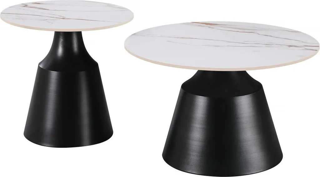 Table basse Vulca céramique anti-rayures - Lot de 2 tables blanches