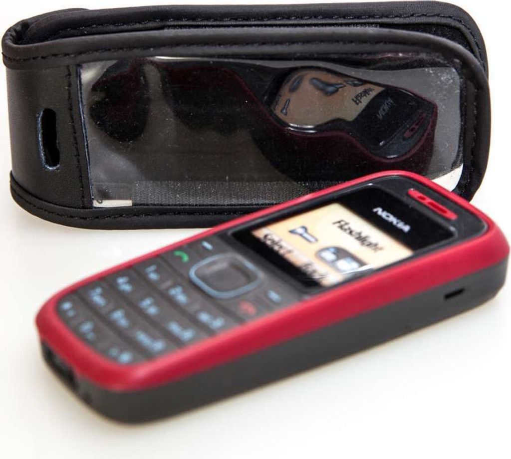 caseroxx Ledertasche mit Gürtelclip kompatibel mit Nokia 1202 / 1203 aus Echtleder, Tasche mit Gürtelclip und Sichtfenster