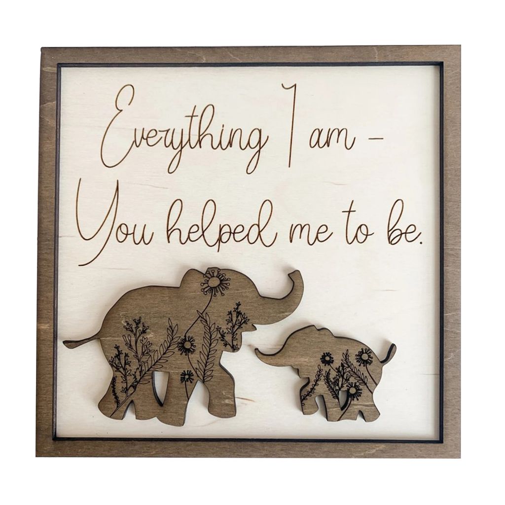 Fotorahmendekor künstlerische bedeutungsvolle ästhetische dekorative Boxholz Muttertagsrahmen Ornament Home Decor-Elefant