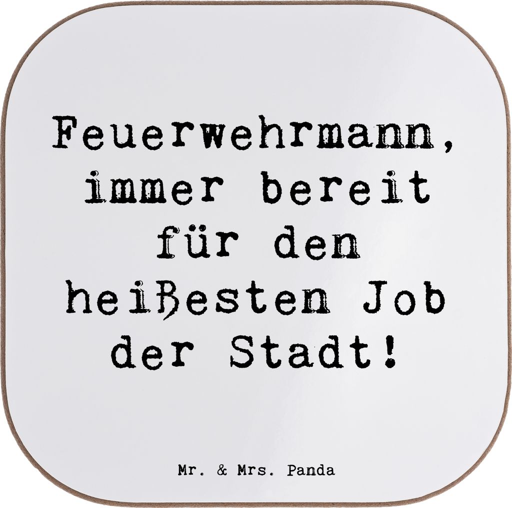 Mr. & Mrs. Panda unterleger Spruch Feuerwehrmann Held - Weiß - Geschenk, Beruf, Tapferkeit, Untersetzer für Gläser, Tassenuntersetzer, gläserun...