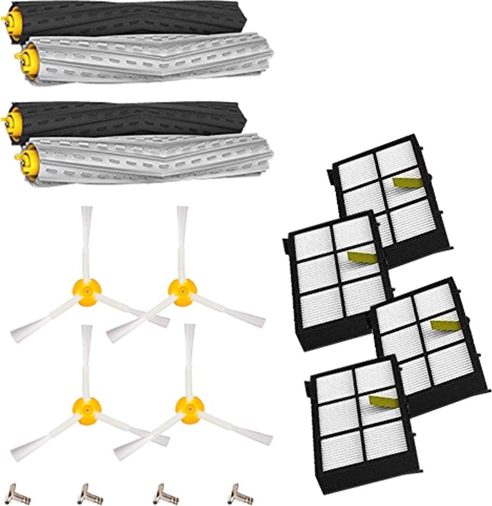 12 Zusatz-Kits für iRobot Roomba 800 900 Serie 805 860 870 871 880 890 960 980 985 Staubsauger-Zubehör, Ersatzteile mit 2 Paar Saugern, 4 Filtern...