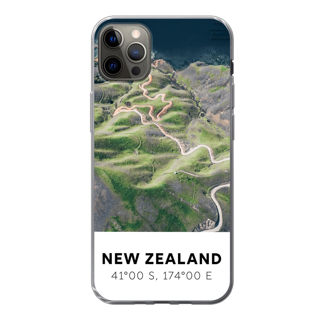 MuchoWow Handyhülle Schutzhülle Hülle für iPhone 13 Pro Max Neuseeland - Wasser - Grün - Strand Silikon Softcase Handy Hülle - Mobiltelefon