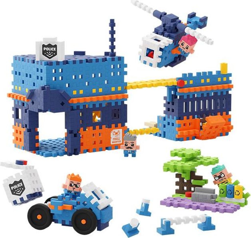 Marioinex Bauset Mini Waffle City Police Station - pädagogisches Spielzeug