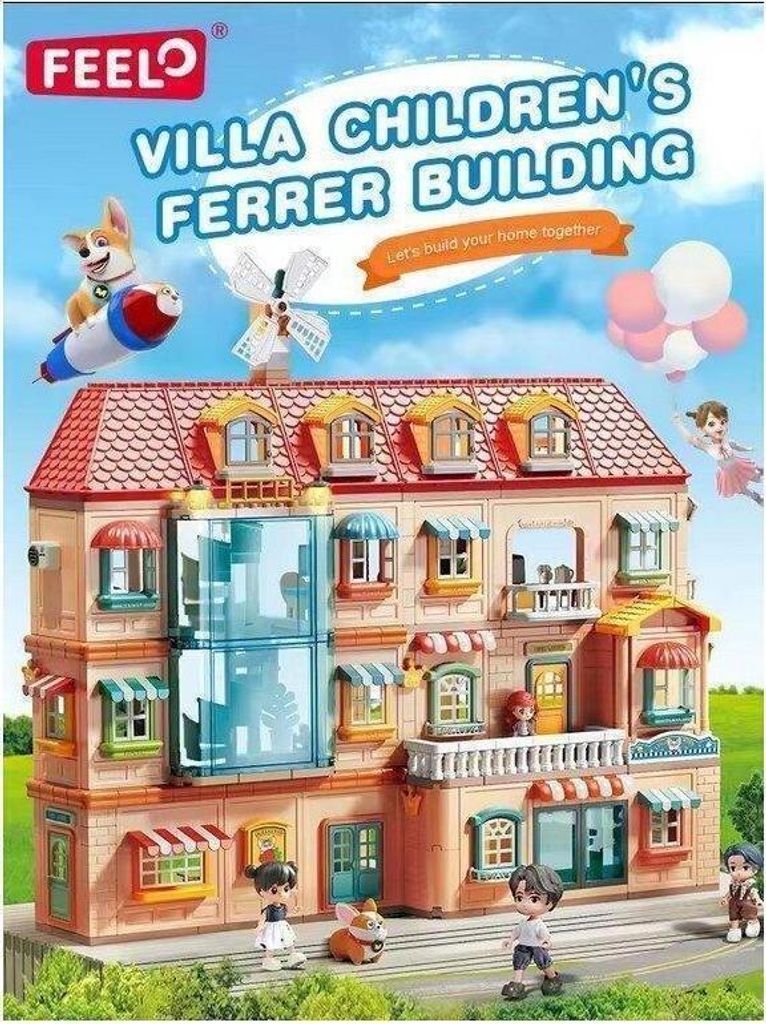 Puppenhaus Traumvilla aus großen Klemmbausteinen für Kinder