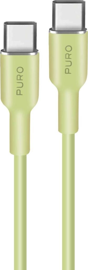 PURO, 3A USB-C zu USB-C Kabel Silikon 60W Flexibel 1,5m, Zitronengrün