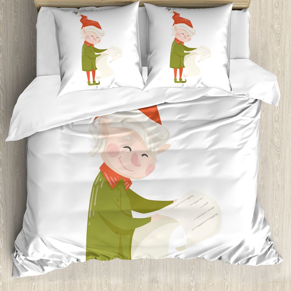 ABAKUHAUS Elf Bettbezug Set für Einzelbetten, Glückliche alte Dame Lesen Einer Liste, Milbensicher Allergiker geeignet mit Kissenbezug, 155 cm x ...