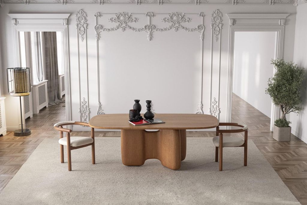 Brauner Esstisch, Modern, Rechteckig, 209x110x76 cm, Helles Holz