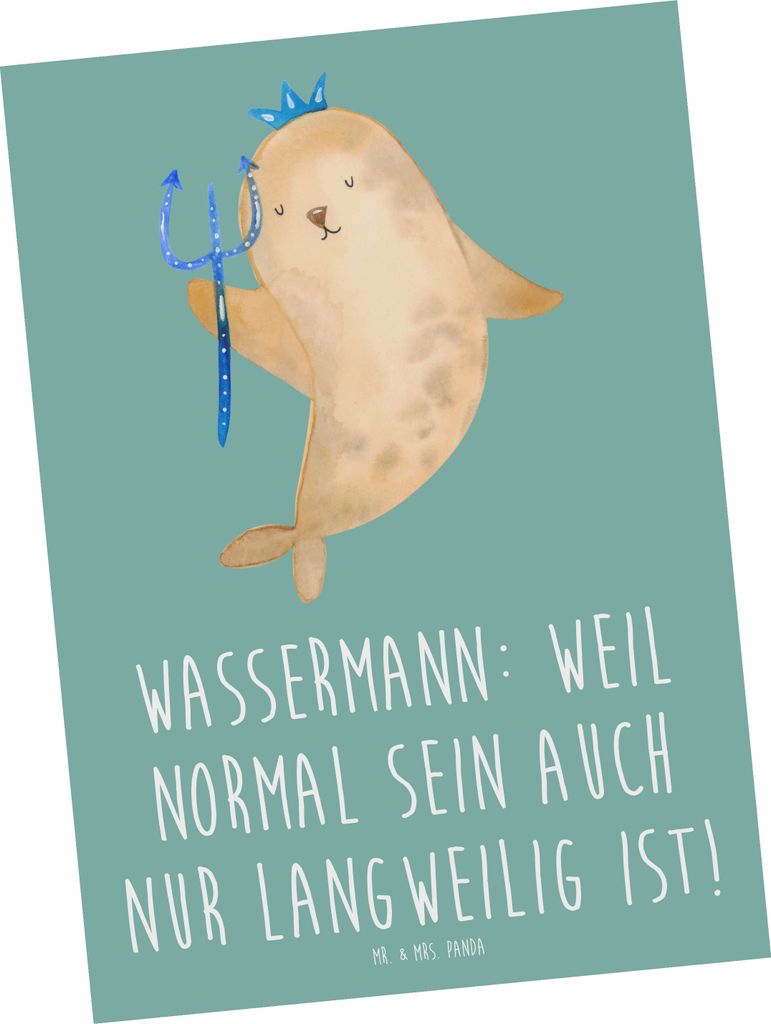 Mr. & Mrs. Panda Ansichtskarte Wassermann Unikat - Meeresbrise - Geschenk, Grußkarte, Postkarte, Ansichtskarten, Sternzeichen, Einzigartigkeit, Ti...